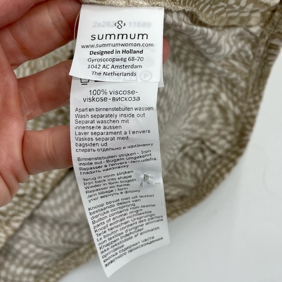 SUMMUM Kaleidoscope Luxury print top with puff sleeves in alpaca Neutral Small - Picture 10 of 14